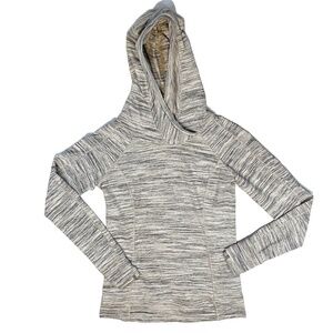 Lululemon Think Fast Hoodie Size 8 Space Dye Gray White Pullover Sweatshirt